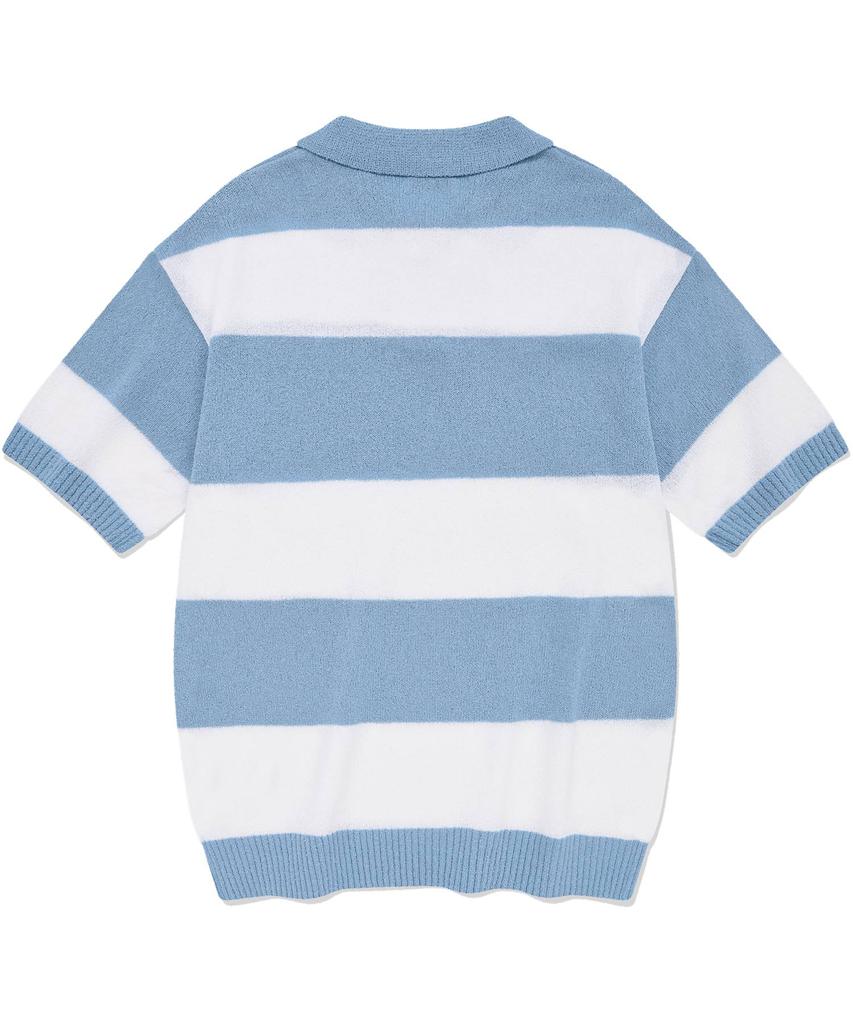 COVERNAT C Logo Rugby Collar Half Knit Blue