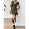 European and American Sexy V-neck Floral Short Sleeve Dress Slim Fit A Word Short Dress Sexy Floral Mini Dress