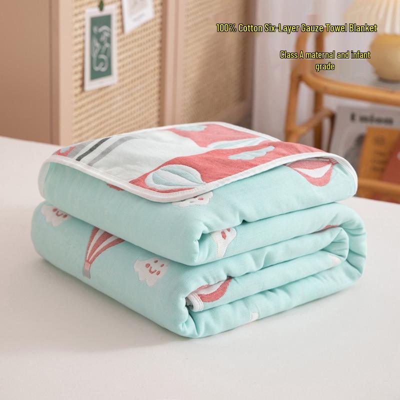 Class A 100% Cotton Six-Layer Gauze Blanket for Children - Lightweight Air Conditioning Quilt, Available In Single/Double Sizes for Summer