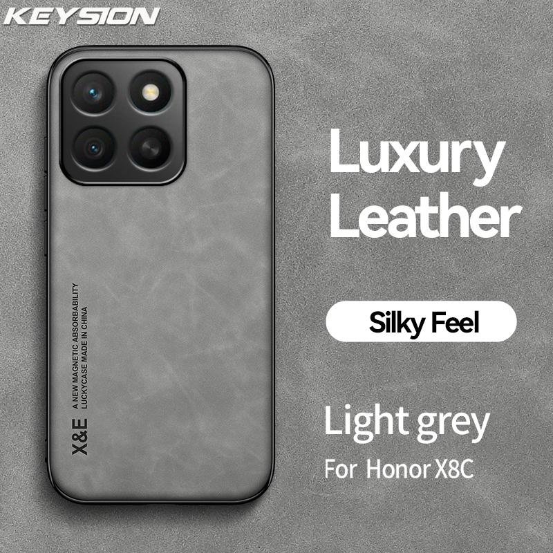KEYSION Husă Retro de Lux din Piele PU pentru Honor X8c Silicon Moale+PC Rezistentă la Șocuri Husă Spate pentru Telefon pentru Huawei Honor X8c