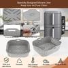 2pcs Gray Silicone Perforated Air Fryer Liners Rectangle Bonus Oven Gloves SL401 DZ201 DZ401 DZ550 Double Stack