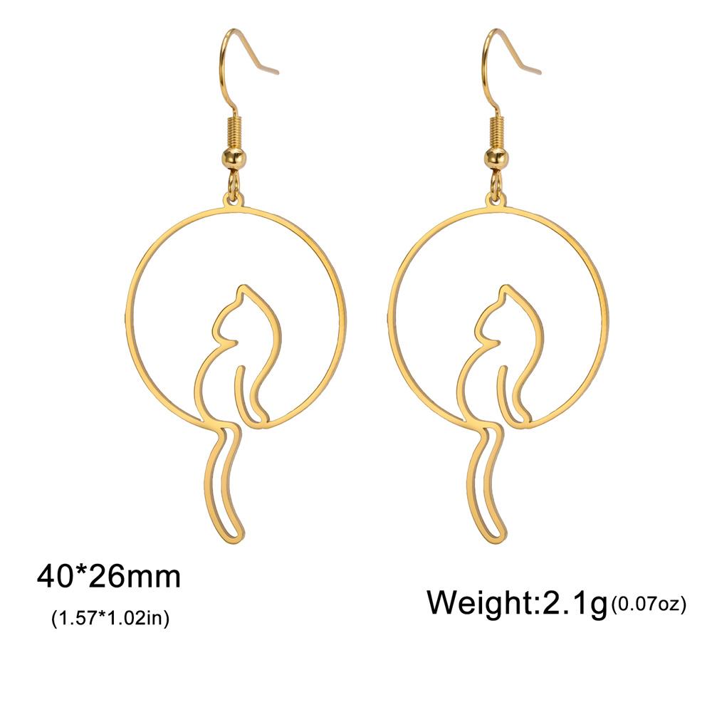 My Shape Cute Cat and Dog Dangle Earrings for Women Girls Stainless Steel Lovely Kitten Animal Drop Earring Fashion Jewelry Gift