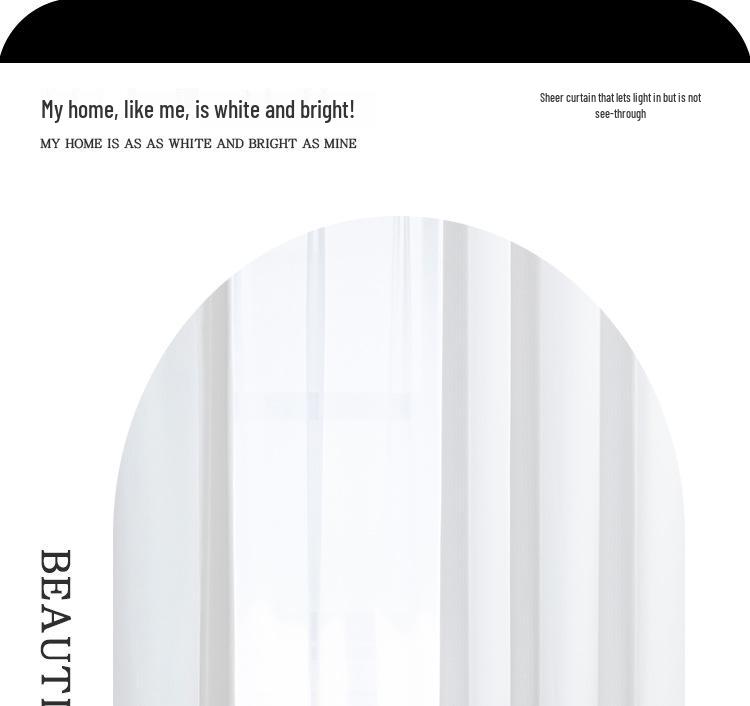 Phantom Anti-Cat Claw Light-Transmitting White Curtain for Bedroom Partition