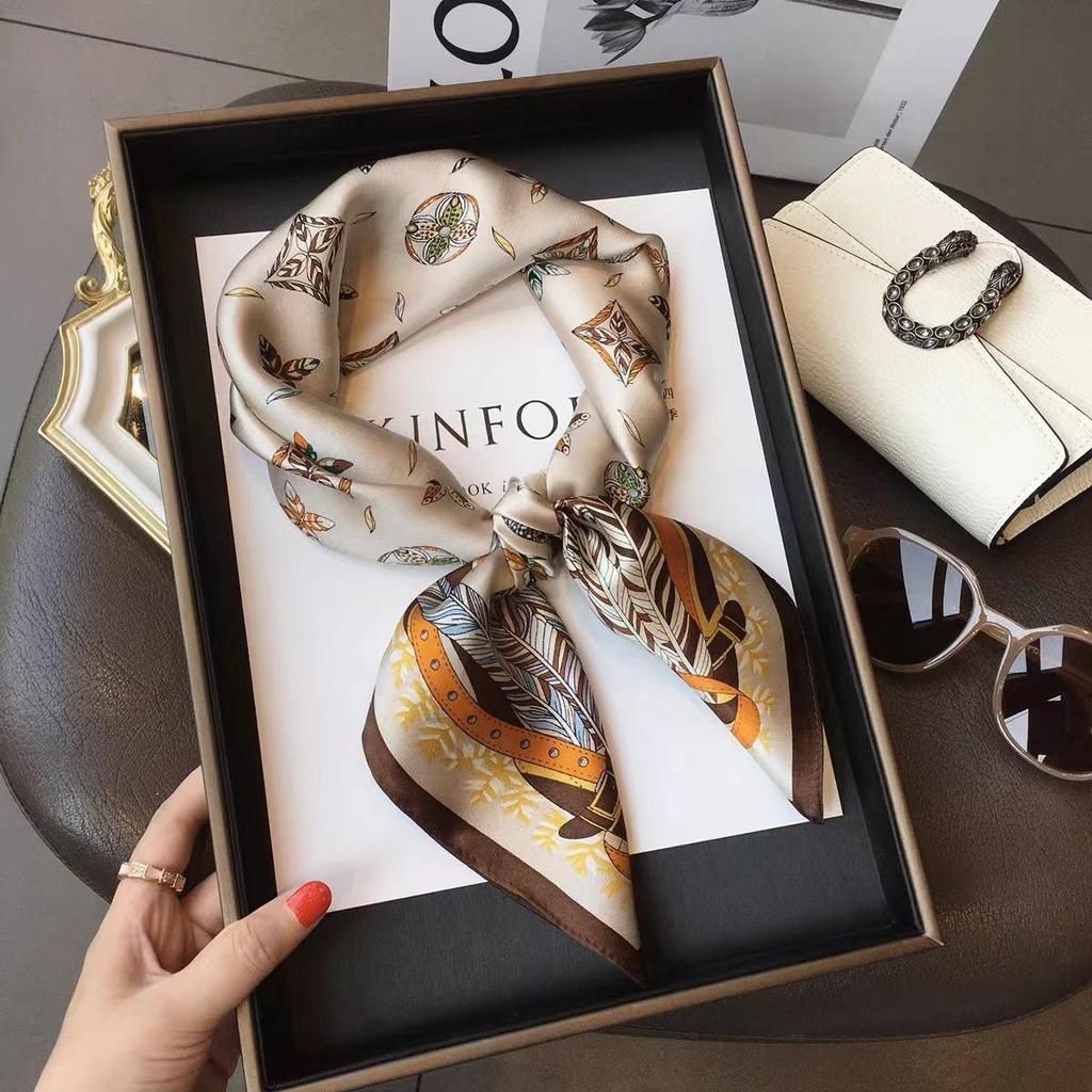 Elegant Silk-Style Square Scarf: Fashionable, Professional Decorative Shawl for Women