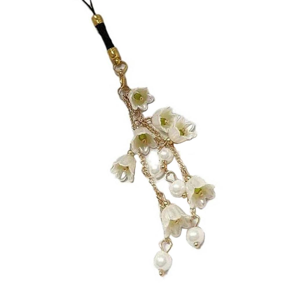 Phone Lanyard Wrist Strap Orchid Charm Keychain Detachable Phone Charm Antilost Cellphone Hangings Cord for Bag Purse