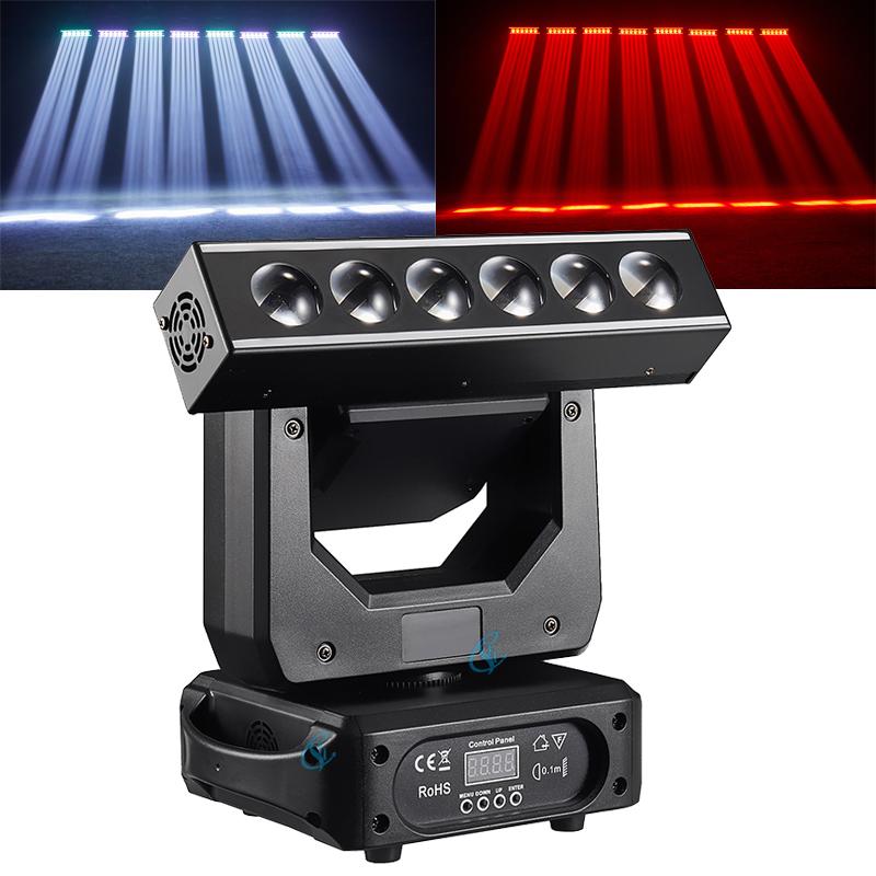 Stage Light 6x20W LED RGBW Beam Moving Head Light Disco DJ Effect Lighting DMX512 For Party Concerts Club Theaters