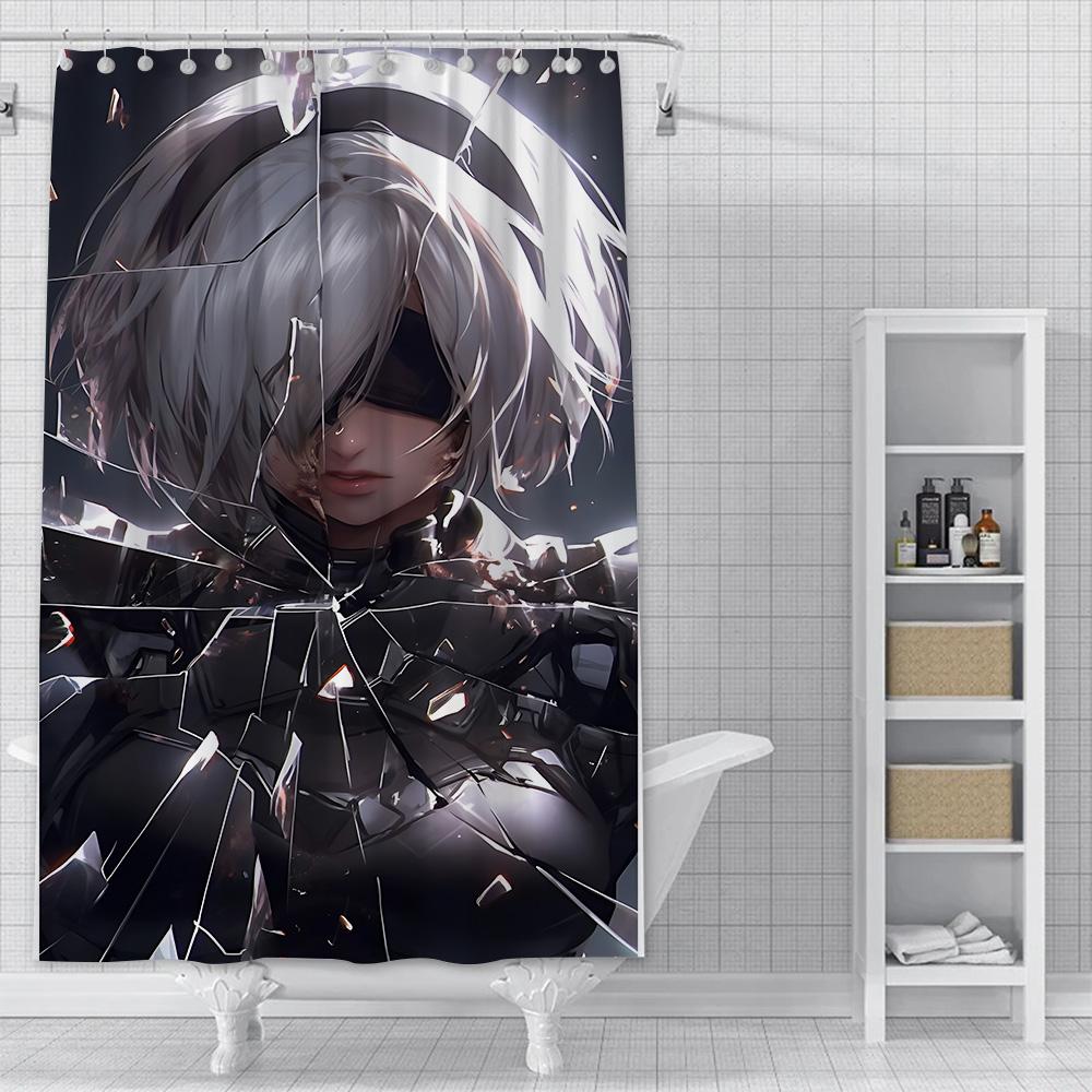 Shower Curtain Waterproof Polyester Fabric Paint Colorful Curtains Adventure game Nier Automatas Home Bathroom Decor With Hook