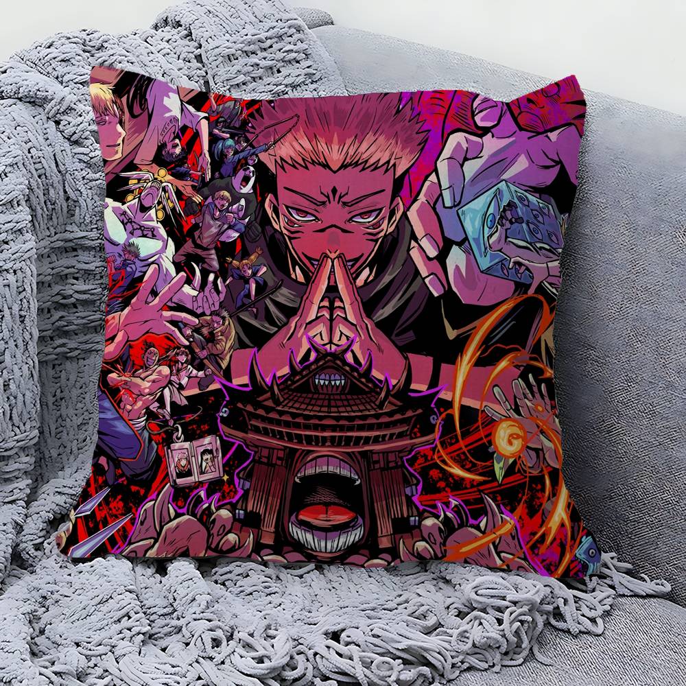 Japanese Manga J-Jujutsu K-Kaisen Pillow Covers Cartoon Sofa Decorative Home Double-Sided Printing Plush Cute Cushion Cover