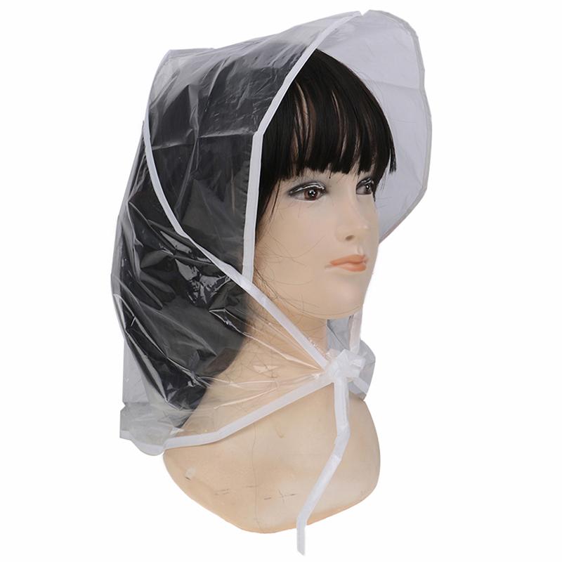 1Pcs Protect Hairstyle Rain Hat Plastic Bonnet For Women And Lady Clear