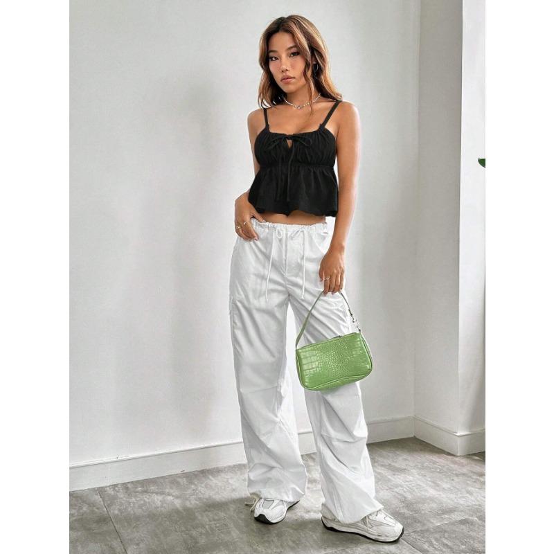 Women Sexy Slim Fit Cropped Strappy Solid Tank Top Casual Outerwear