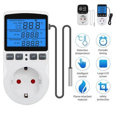 Digitaler Temperaturregler Steckdose Tag/Nacht Temperaturregler Steckdose EU Stecker Thermostatschalter Temperaturregler mit Sensoren Sonde