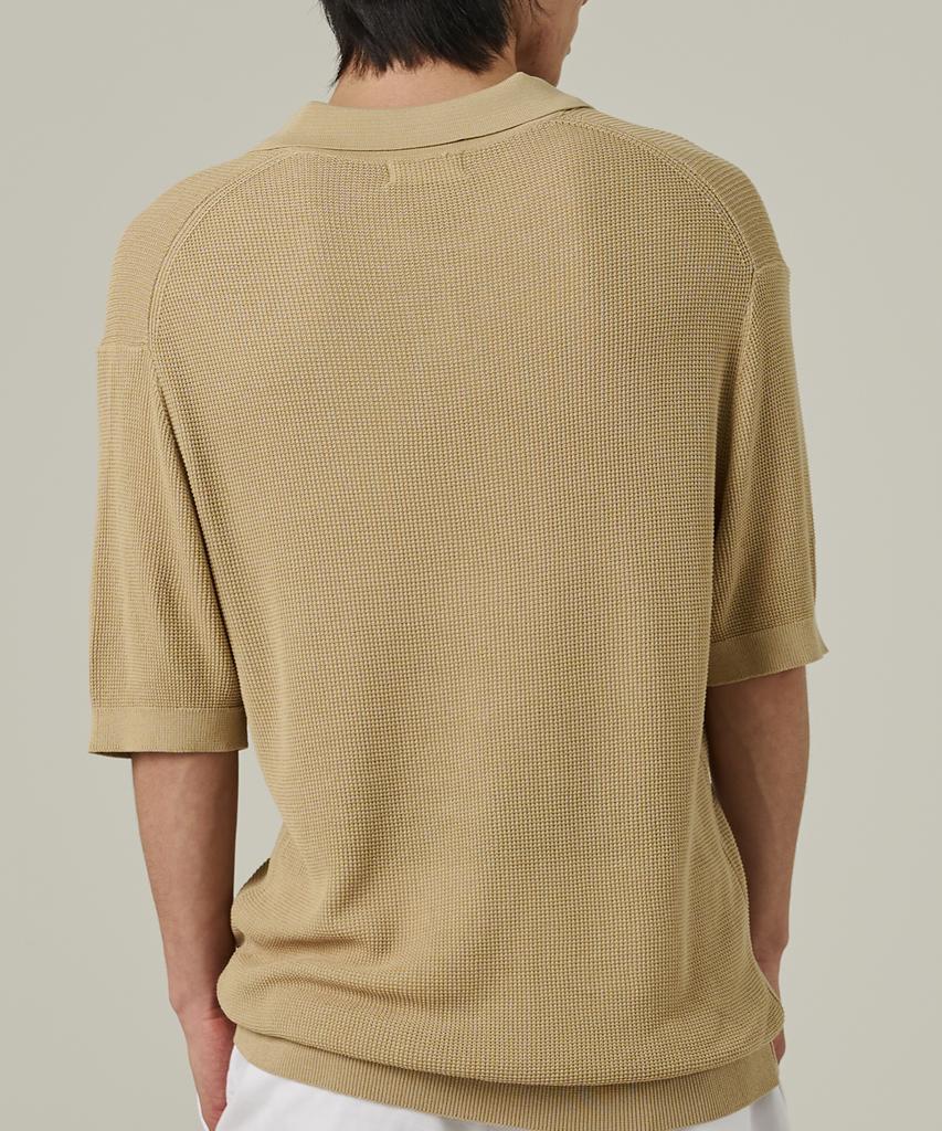ANALOG MOOD Neff Open Collar Short Sleeve Knit (Beige)