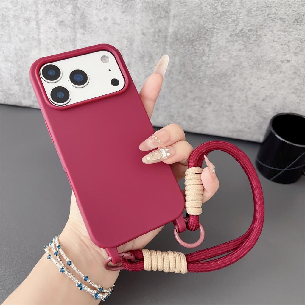 Wrist Strap Matte Silicone Soft Protective Phone Case for IPhone Air 17 Pro Max 16 15 Plus 14 13 12 11 Pro Shockproof Cover