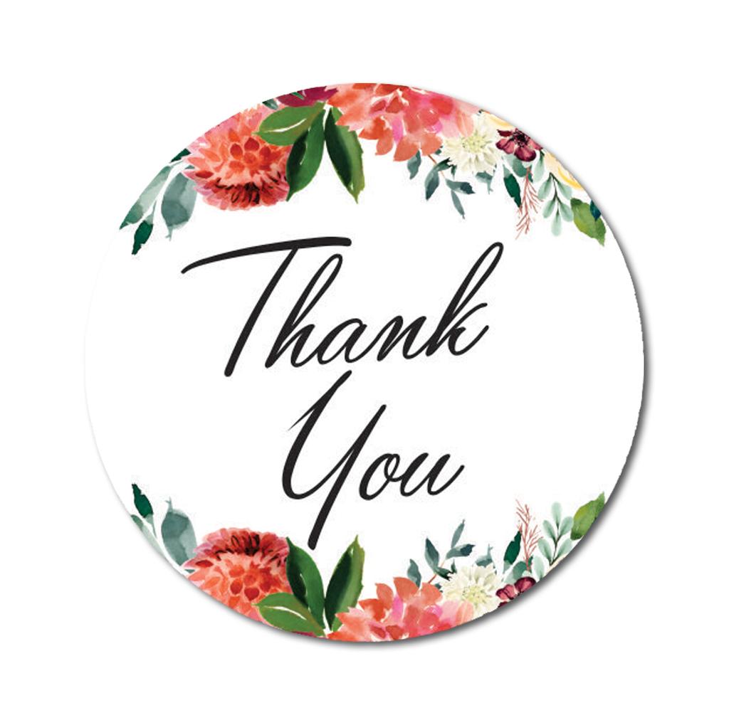 Darling Souvenir Pack Of 45 Pcs Round Chrysanthemum Floral Border Black Thank You Stickers-1.6
