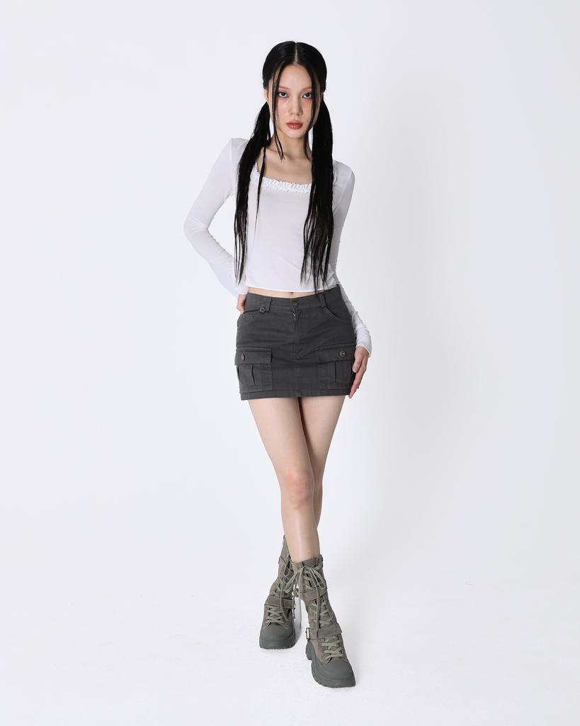 SIO Ruffle Neck Long Sleeve Top [White]
