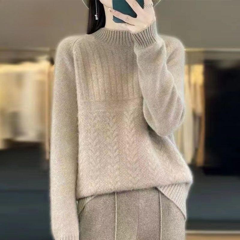 Loose Knit Sweater Women Autumn Winter Thickened High Neck Pullover Cozy Wool Top Stylish Casual