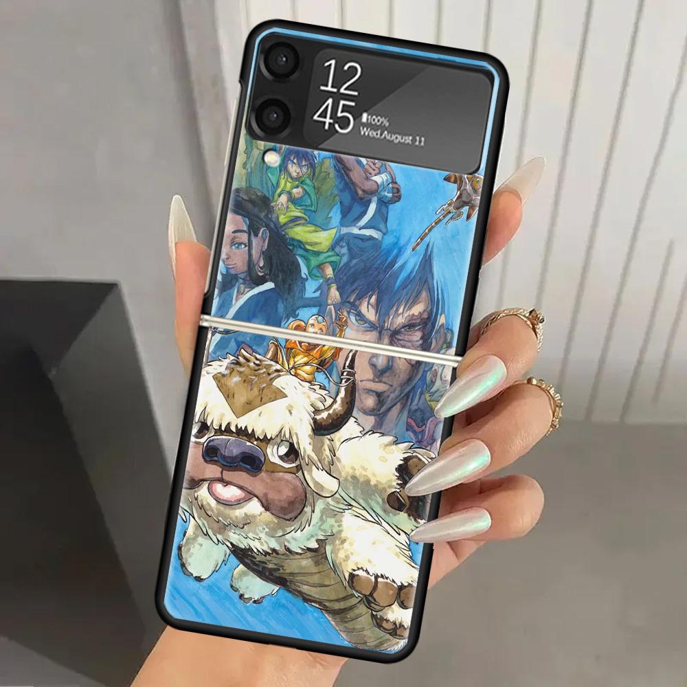 Anime Avatar The Last Airbender Hard PC Phone Case For Samsung Galaxy Z Flip 6 5 4 3 Black Cover ZFlip6 Flip5 Flip4 5G Foldable