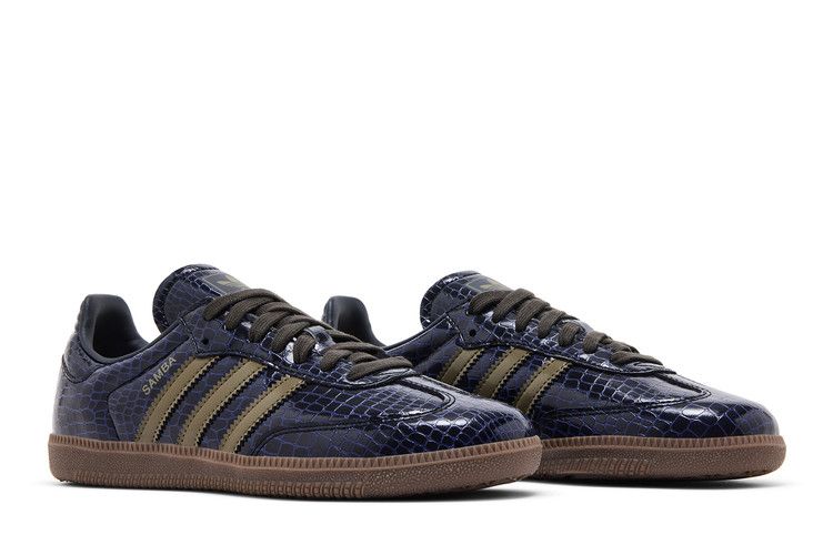 adidas Buty Samba z Wężowej Skóry Granatowo-Oliwkowe (Kobiety)