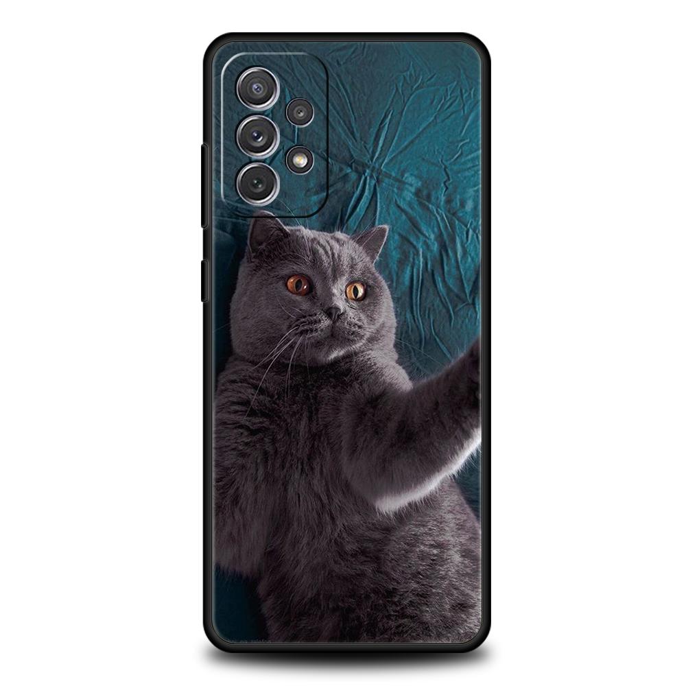 Britische Kurzhaarkatze Fall für Samsung A24 A12 A14 A32 A50 A70 A20E A20S A10 A10S A22 A30 A40 A34 A54 A42 A52 5G A04s A72 Abdeckung