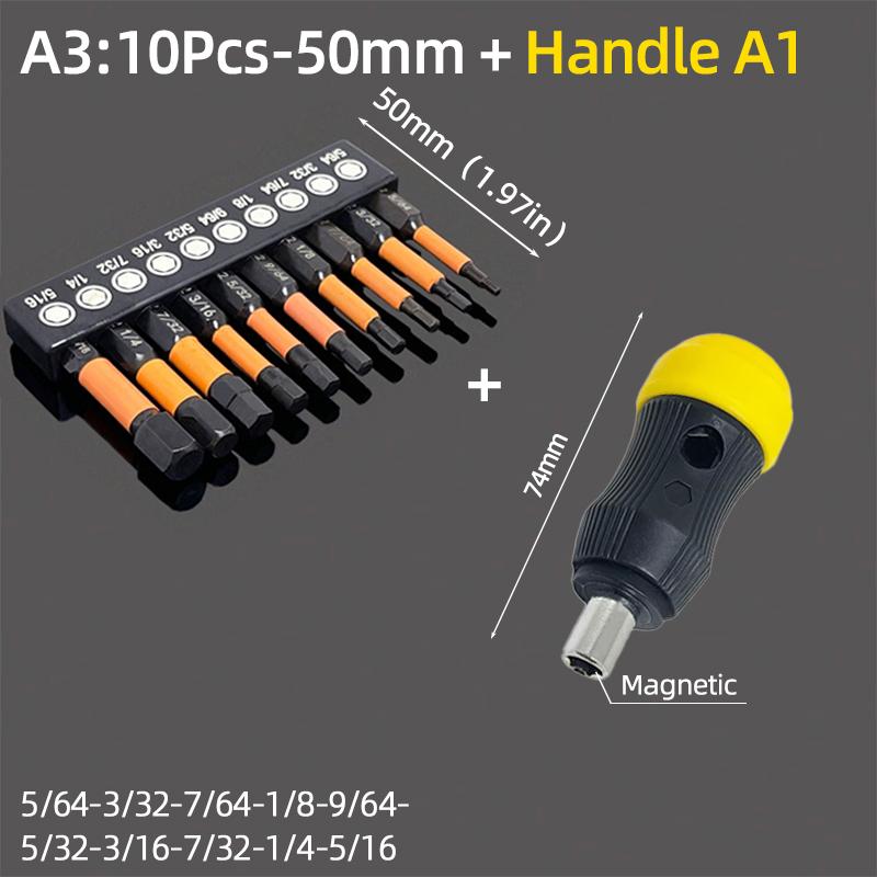 50/100mm Sechskant Schraubendreher Bit Set Metrisch Zoll Magnetisch S2 1/4" Sechskant Inbusschlüssel Bohrer Ratsche Handwerkzeuge