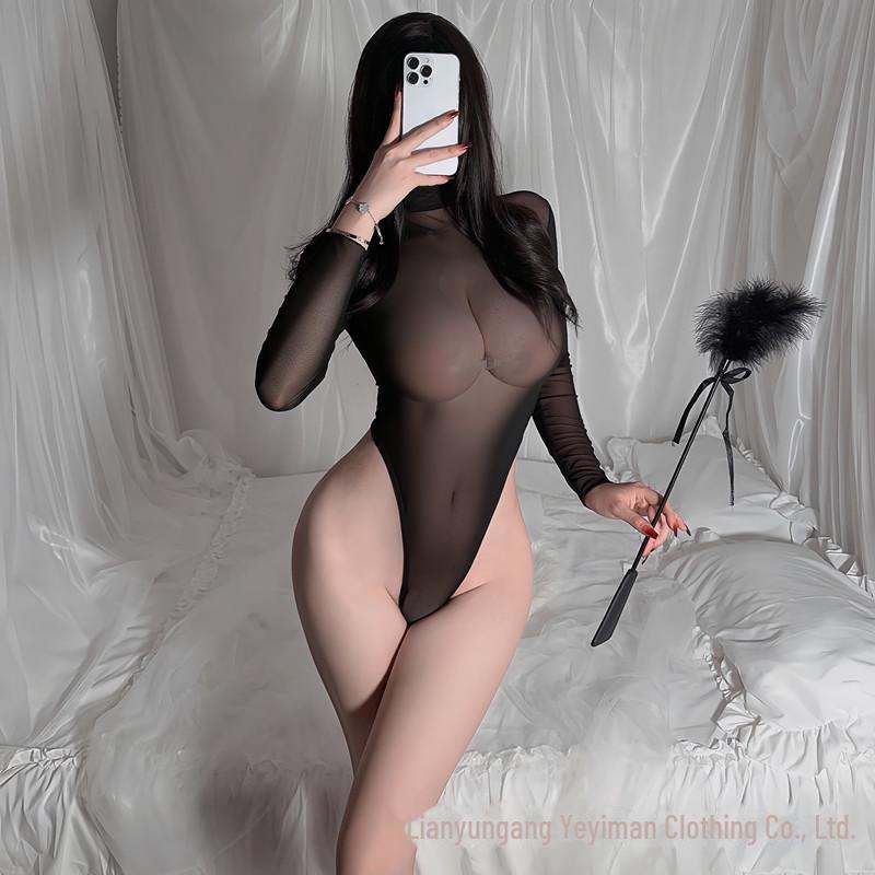 Seductive Ultra-Thin See-Through One-Piece Crotch-Open Lingerie