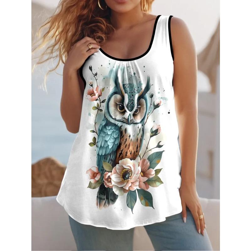 Summer Women's Sleeveless Colorful Cute Print Vest Comfortable Soft Loose Fashionable Versatile Vest