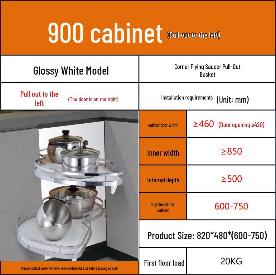 Rotating Kitchen Cabinet Corner Lazy Susan Spice and Dish Rack Storage Basket