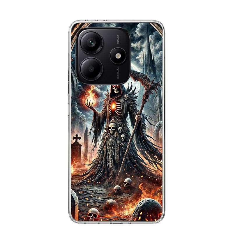 

Death Grim Reaper Skull Scythe Phone Case For Xiaomi Redmi Note 15 14 13 12S 12 Pro Plus 11S 11E 11 11T 10S 10 Art Soft Pattern Redmi Note 13 Pro 4G