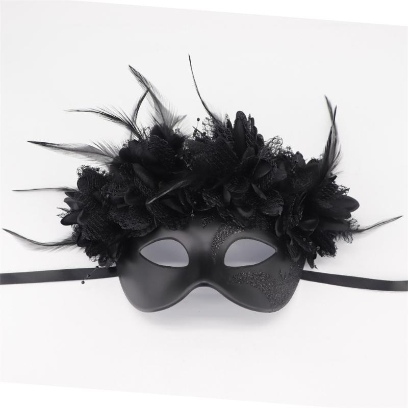 Feathered Masquerade Mask Halloween Party Eye Mask Half Face Mask for Women Cosplay Masquerade Decoration Eyewears