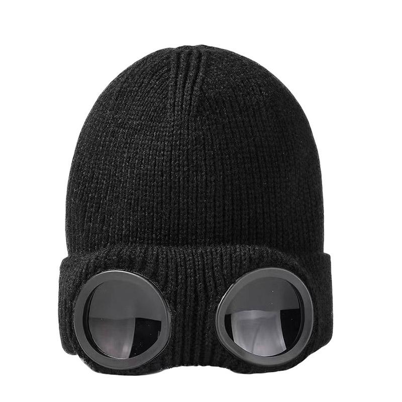 Winter Windproof Warmer Ski Beanies Hat Unisex Men Women Knitted Hat with Goggles Soft Warm Anti-slip Ear Protection Garros Caps