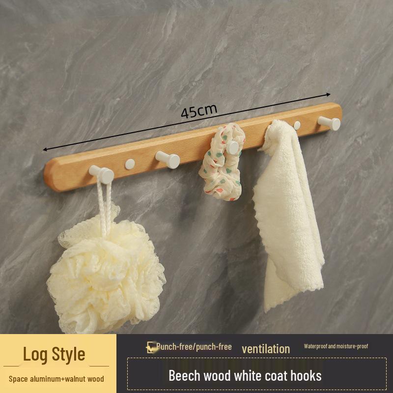 Walnut Wall-Mounted Hook for Clothes & Hats, No-Punch Installation for Door Back or Entrance Hall