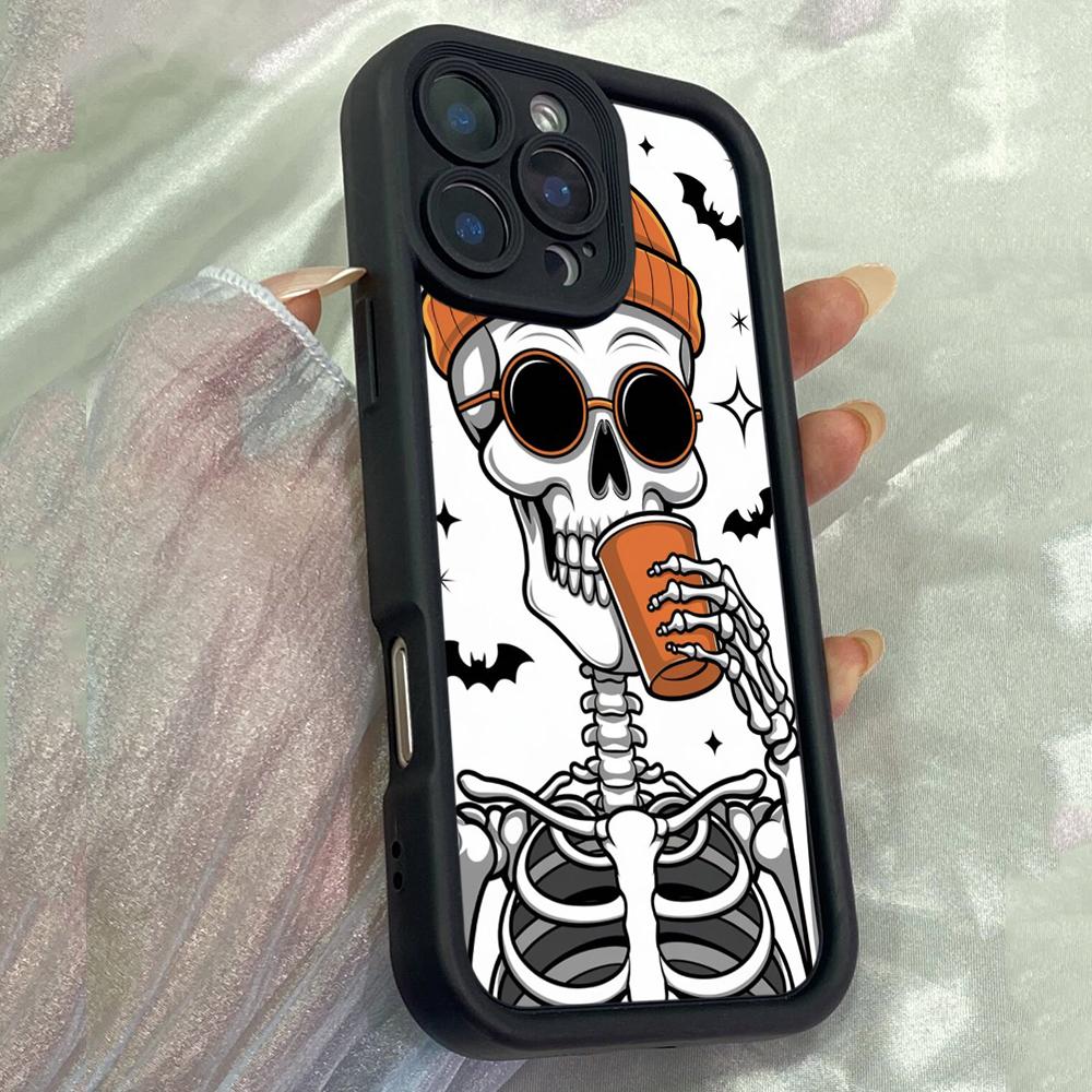 JT255 Funny Halloween Skeleton for iPhone 17 16 15 14 13 Pro Max Samsung S26 S25 Ultra A17 A16 A07 A56 A36 A15 Xiaomi 15T Redmi 15c Note 14 Soft Case