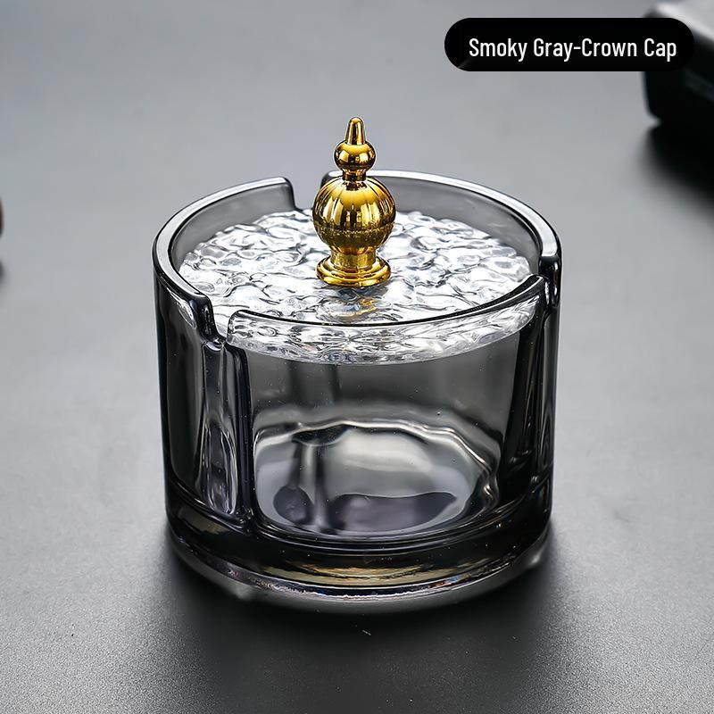 Large Glass Ashtray with Lid for Home, Office, Bar, or Restaurant