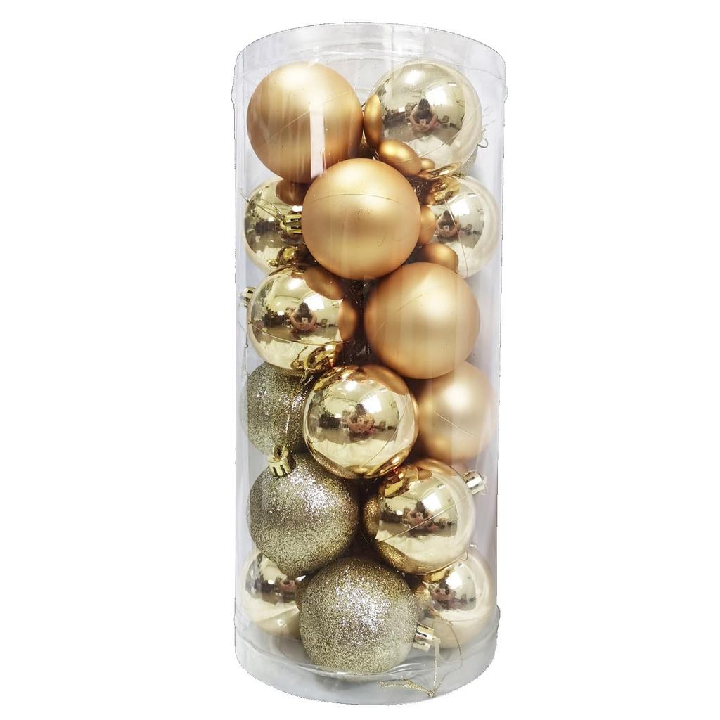 Madrugada Christmas Ornament Available in 11 Perfect for Tree Christmas O325 Balls, 24-Piece Set, Colors, Decorations, Parties, (Champagne Gold, 8cm)