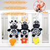 3 Pack Hanging Rattle Toys,Cartoon White Black Stuffed Stroller Plush Toys for Newborn 0-18 Month Baby Bed Crib Toys with Wind Chimes (Zebra,Deer&Cow)