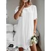 Vente Chaude, Robe d'Été Unie pour Dames Robe à Col Rond Manches Courtes Vêtements pour Femmes