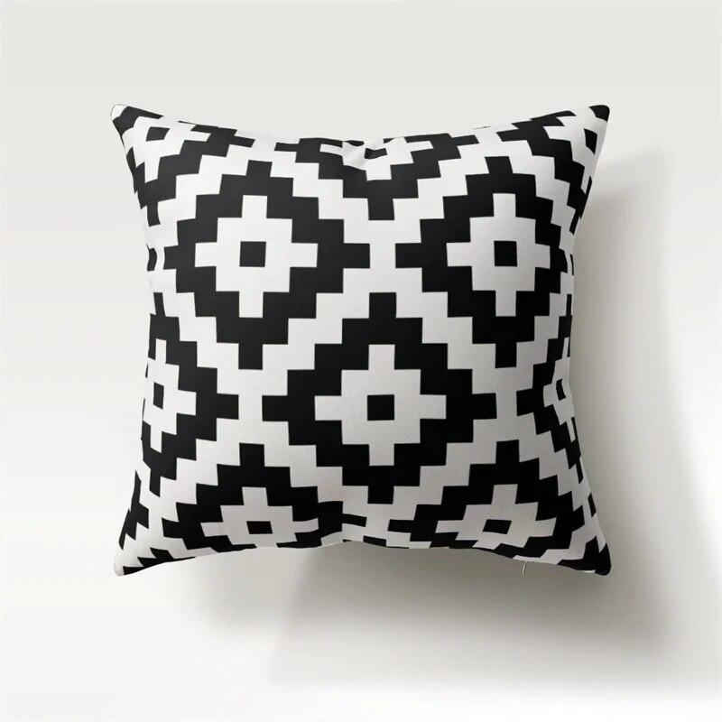 Nordic Simple Fashion Black and White Geometric Polyester Pillowcase 45x45cm Sofa Chair Car Cushion Cover Home Decor Pillowcase