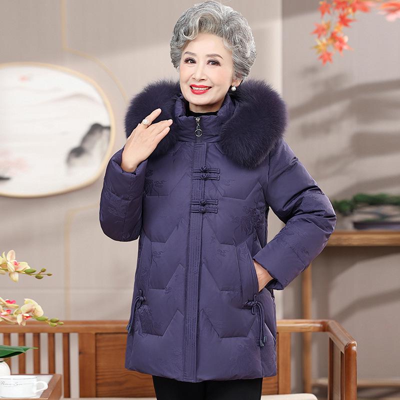 Mid-Aged & Elderly Women's Short Winter Down Jacket: Thick, Plus Size, Ideal for Mothers & Grandmothers In Their 60s and 70s