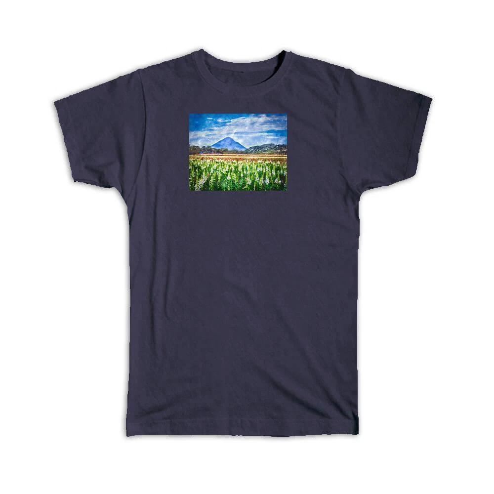 Gift T-Shirt : Watercolor Scenary Mountain Flowers 4XL
