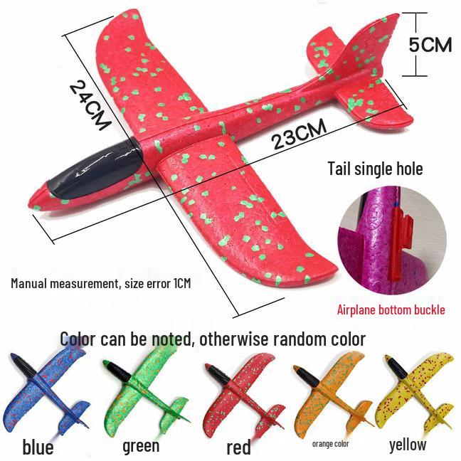 Children's 48CM Luminous Foam Glider Toy - Pure White Model for Outdoor Play