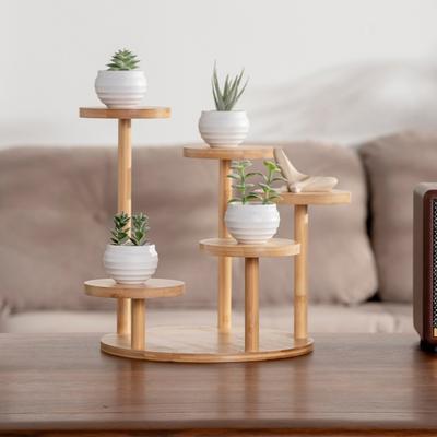 Tisch-Pflanzenständer Bambus 5 Etagen Blumentopfständer Schreibtisch Fensterbank Innen Ausstellungsregal für Ecke Wohnzimmer Pflanzen Dekorationen Figuren