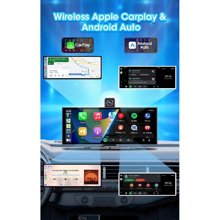 11.26 inch ADAS Car DVR 4K Dash cam Wireless Carplay Android Auto Bluetooth Dashboard Video Recorder Siri Voice Control FM AUX
