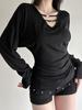KaiKuo Y2K Style Slim V-Neck T-shirt - Women's Autumn/Winter 2025 Collection