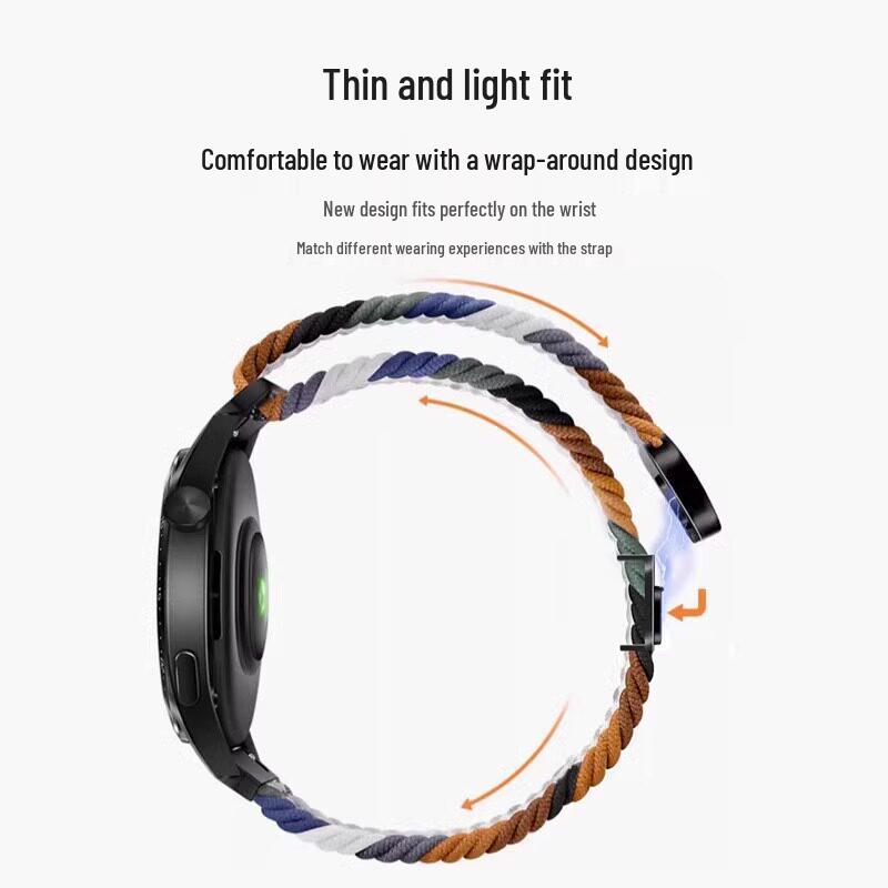 Nylon Woven Strap with Magnetic Buckle for Xiaomi Watch S5/S3, Huawei GT6/GT5, Garmin, and Samsung
