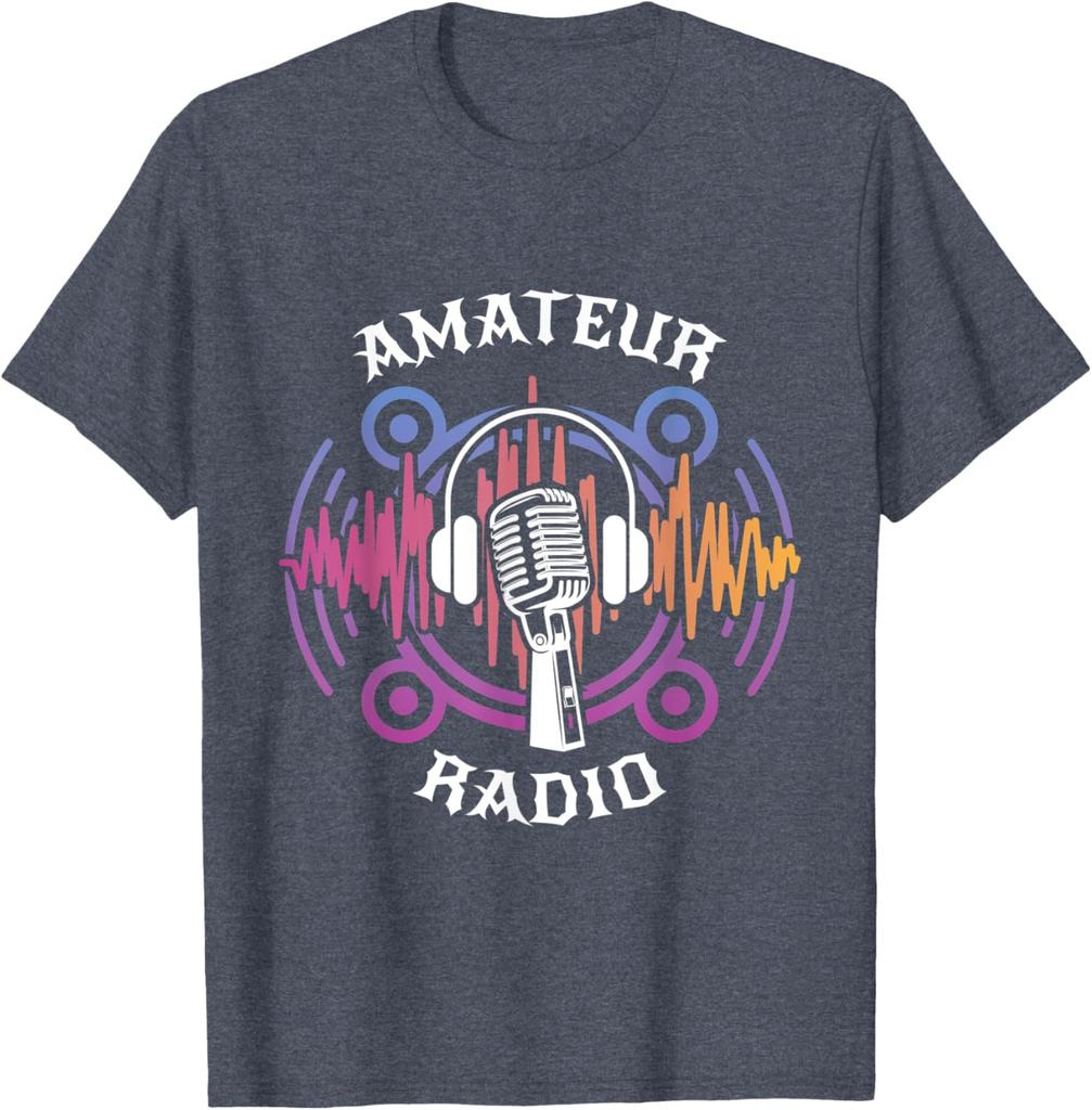 Amateur Radio Operator Microphone Graphic TShirt Short Sleeve Casual Crew Neck Tee