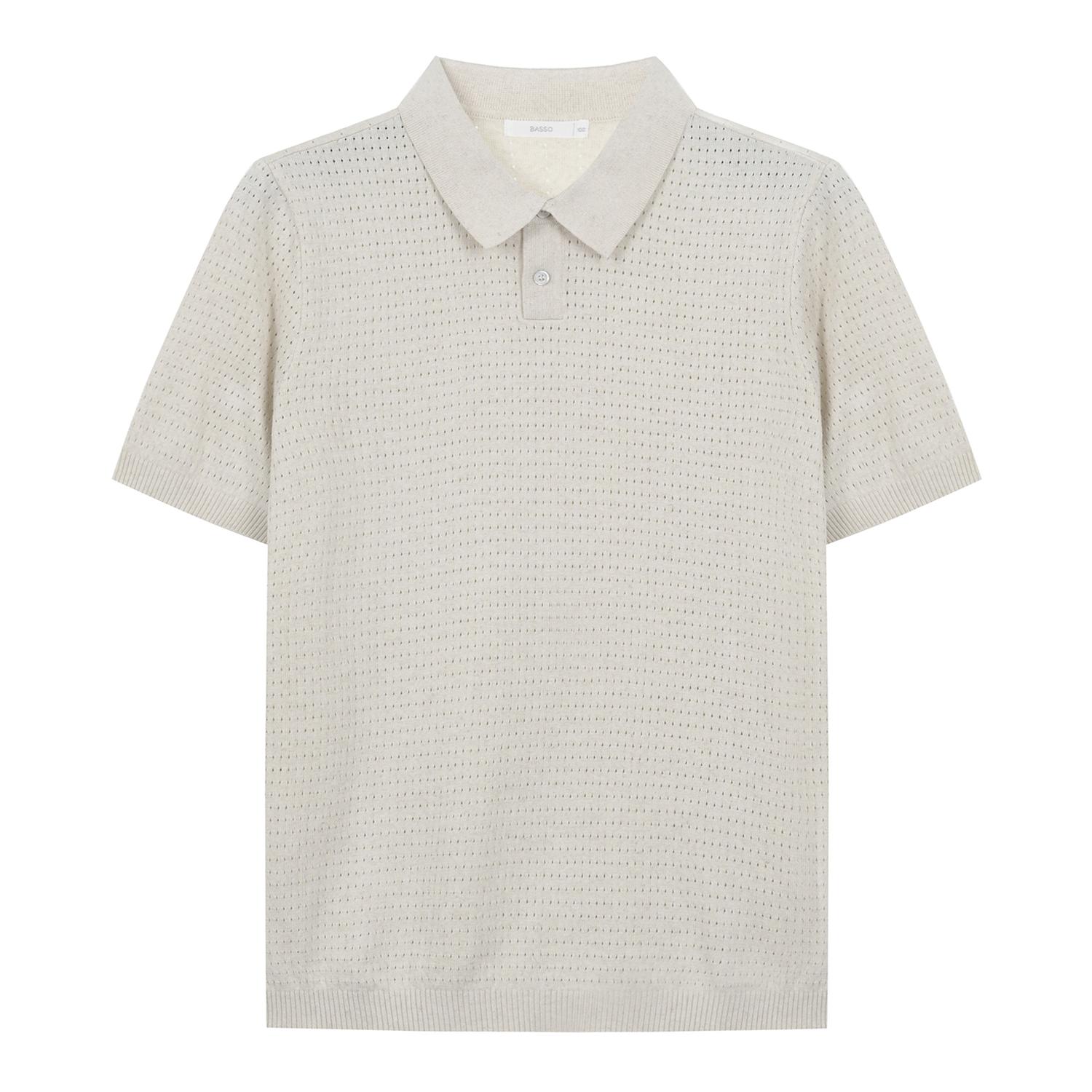 Basso Scallop Air Short Sleeve Collared Knit (Bsy2Wt16A) Bg/95