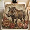 1PC Retro Floral Animal Print Flannel Blanket, High Quality All Seasons, Home Decor, Warmth and Comfort, Perfect for Christmas Gifts