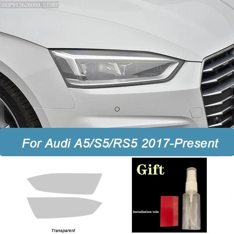 2 Pcs Car Headlight Protective Film Smoked Black Tint Wrap Vinyl Transparent TPU Sticker For A A5 S5 RS5 8T 8F 8W6 2011-On