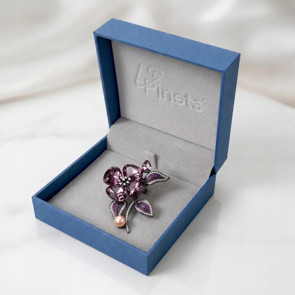 Women'S Flower Brooch With Pearl And Rhinestones Pinets