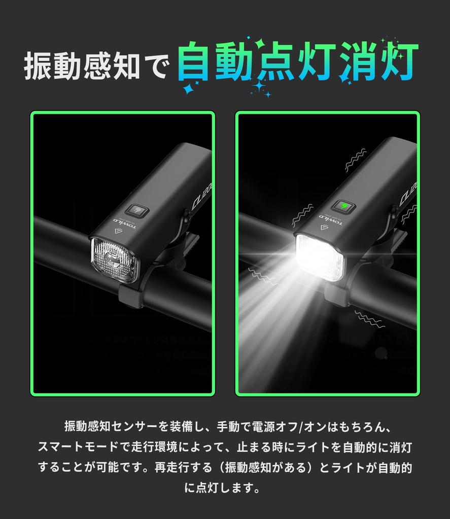 TOWILD CL1200 Rechargeable Bike 1200 High 5000mAh High Automatic Remote IPX6 Compatible with Road Cross and Bicycle Front LED Headlight Light, Lumens,
